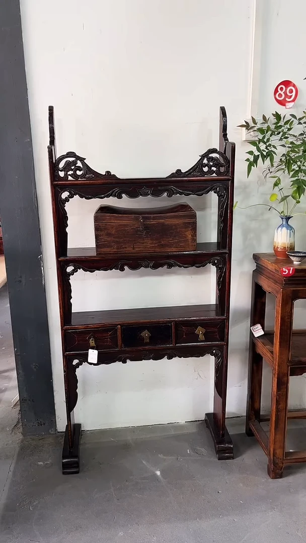 木张*红实木材质枕头盒老物件