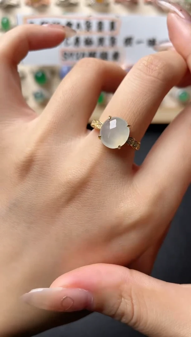 【闪购商品】翡翠戒指银S925镶嵌一物一证一礼盒