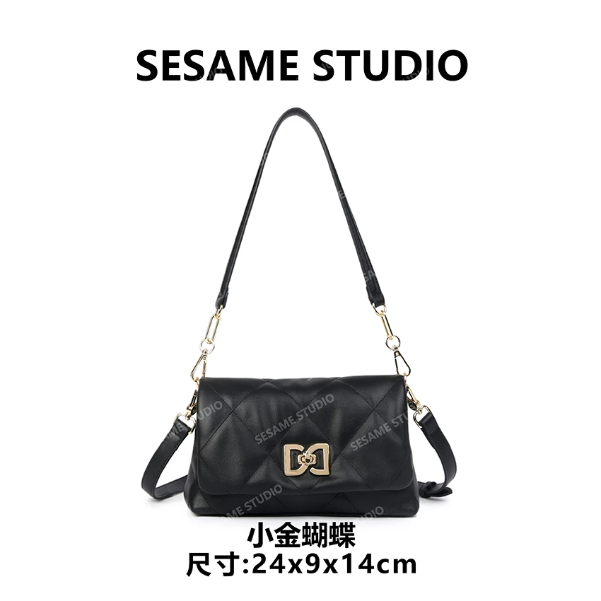 芝麻集】【小金蝴蝶】BF-68368-黑色RAIN.CUN时尚潮流百搭女包