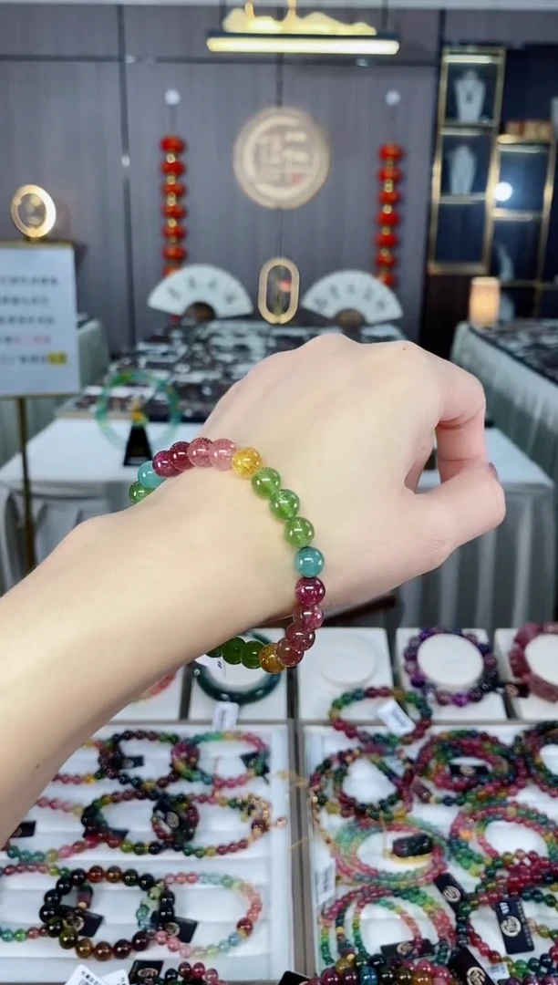 收藏级老矿碧玺单圈手串7mm+未镶嵌碧玺多样性发货一条hon