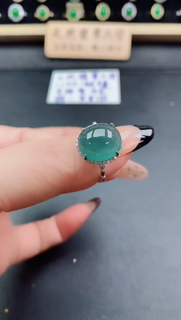 银S925镶嵌戒指翡翠1