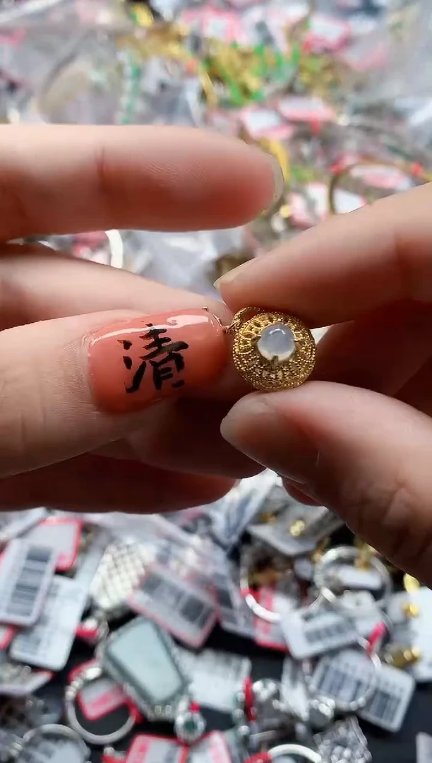 银S925镶嵌戒指翡翠天然A货缅甸翡翠