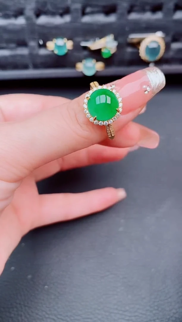 翡翠戒指银S925镶嵌天然 a货翡翠312