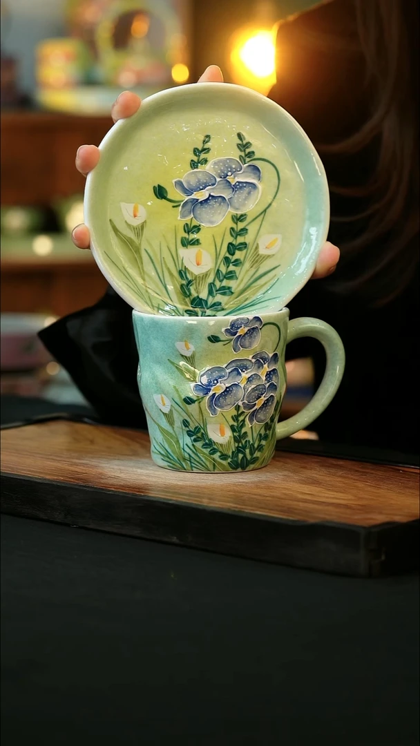 杯手绘心瓷陶瓷浮力