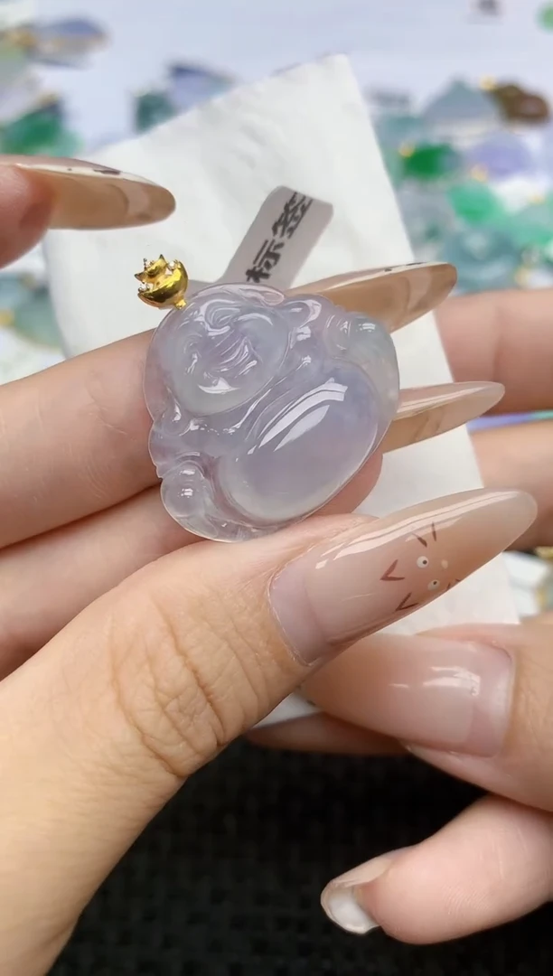 翡翠18K金镶嵌颈饰123   天然翡翠A货
