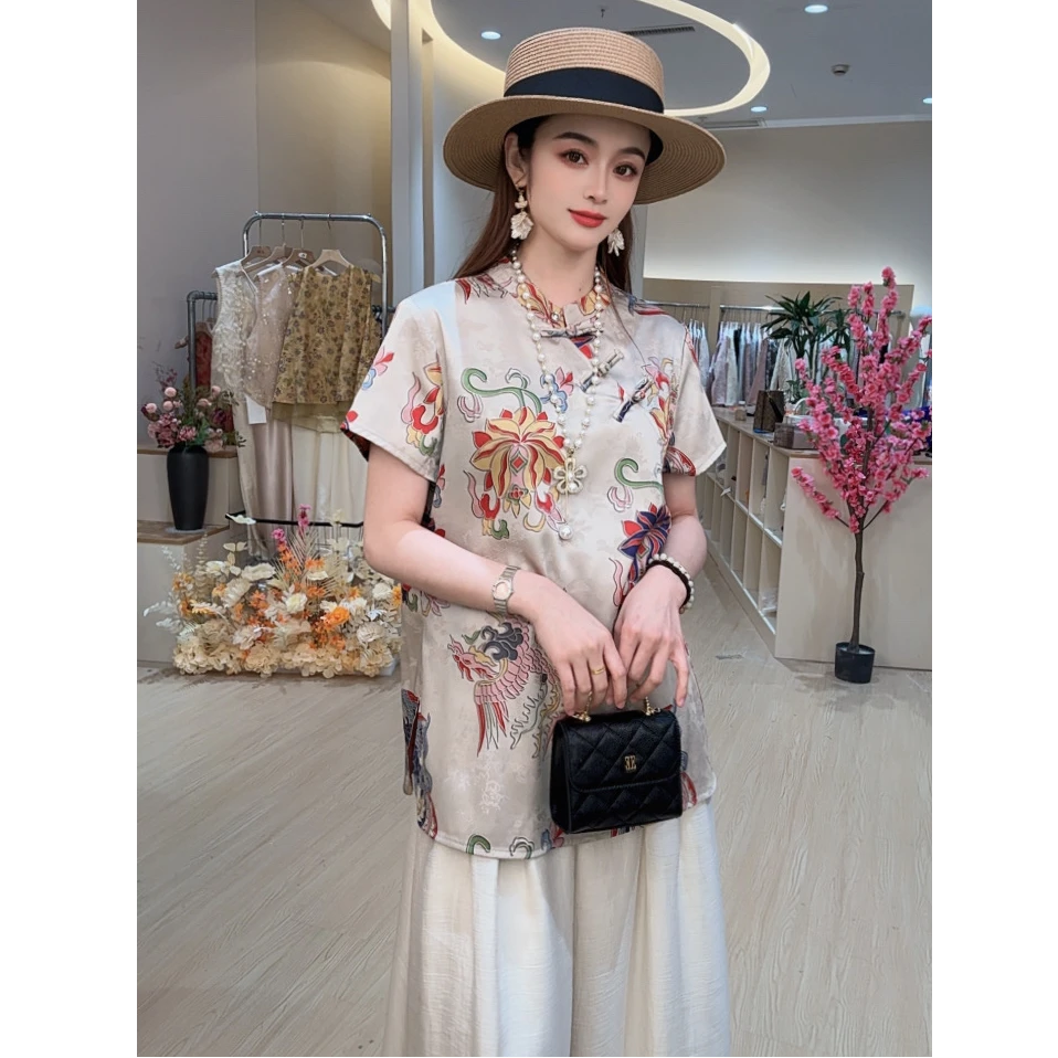 【彩莲t恤】夏季款 重工艺 新中式国风上衣