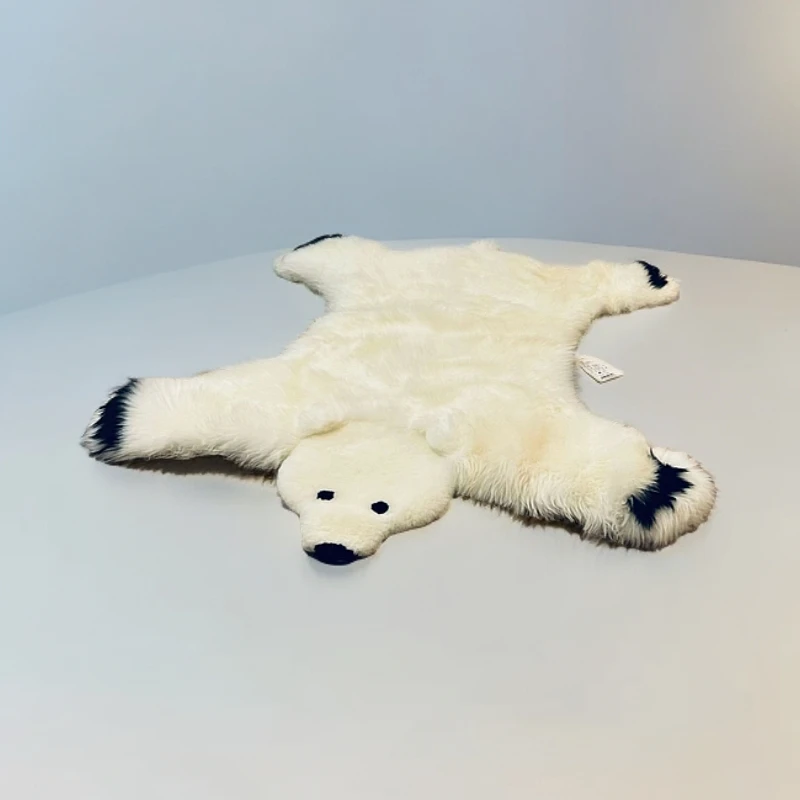 高奢羊毛皮北极熊造型地毯羊毛镜前毯皮毛一体欧式圆毯防滑网红