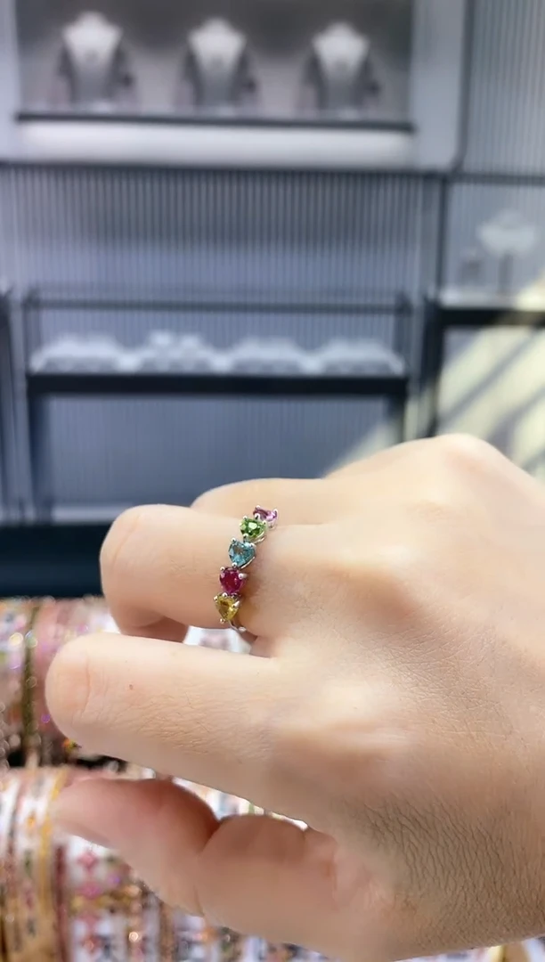 银S925镶嵌戒指碧玺354354345354354