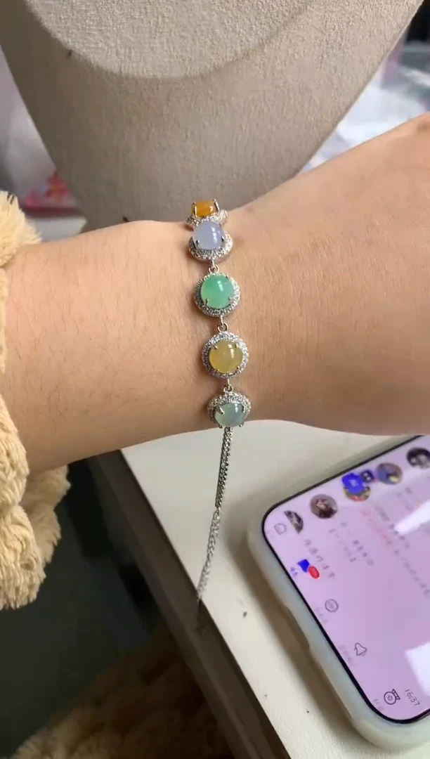 银S925镶嵌戒指翡翠手链6