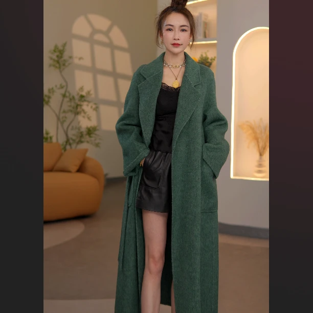 【优莎】5968秋季新款时尚穿搭气质百搭轻奢女装双面呢大衣外套