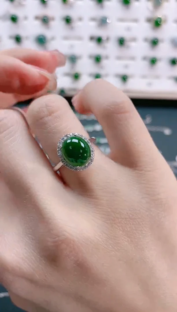 【闪购商品】翡翠戒指银S925镶嵌天然翡翠