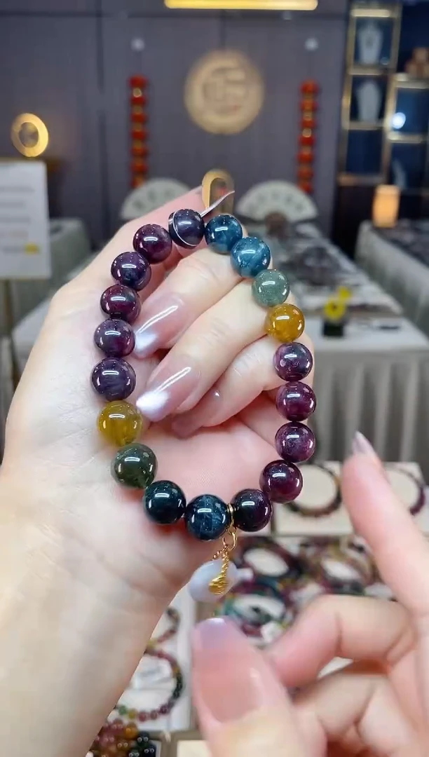 未镶嵌老矿碧玺彩虹单圈手串10mm+碧玺hon多样性发一条