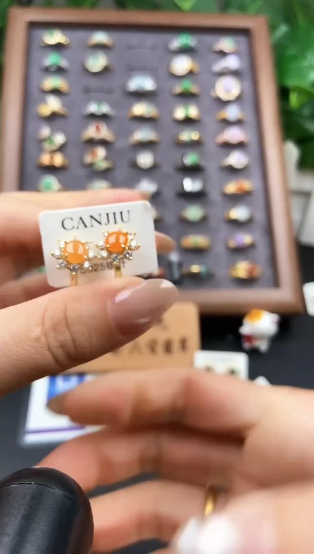 银S925镶嵌翡翠耳饰12