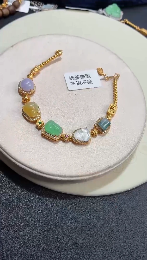 吊坠(不含链)银S925镶嵌翡翠手链