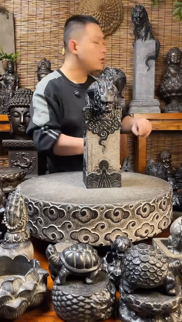 石材40立柱吸水兽天然青石雕刻