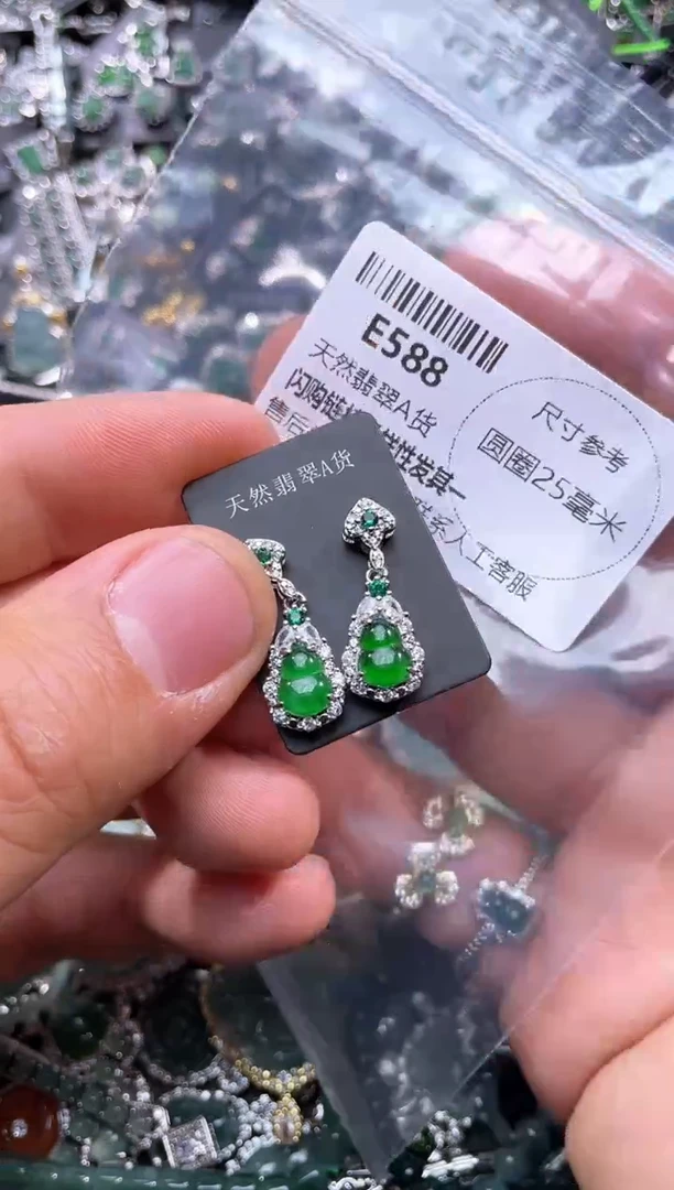 【闪购商品】翡翠颈饰未镶嵌E588耳钉