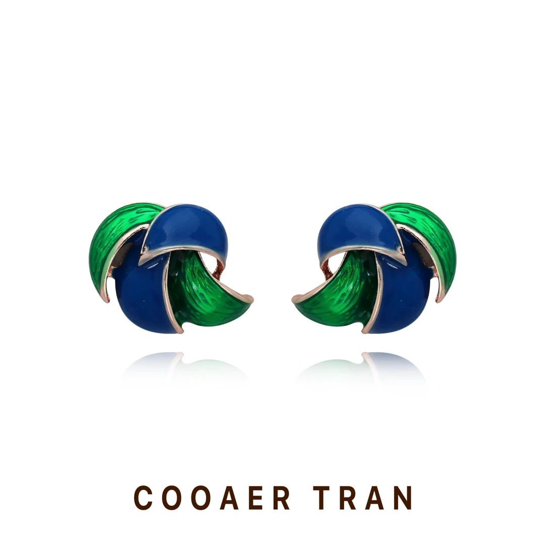 铜合金耳饰 【深蓝】春夏经典简约轻奢时尚设计精致小众耳饰RH9033#