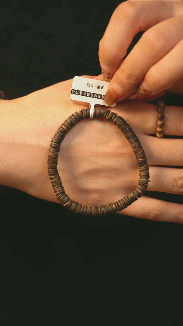 沉香手串沉水级片珠海南绿奇楠单圈5g+