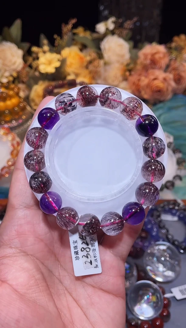 未镶嵌手链水晶黑加仑超七11m+