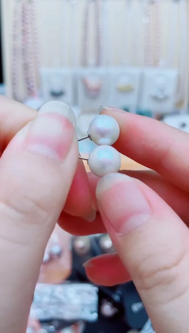 银S925镶嵌淡水珍珠耳饰耳钉多样性发其一