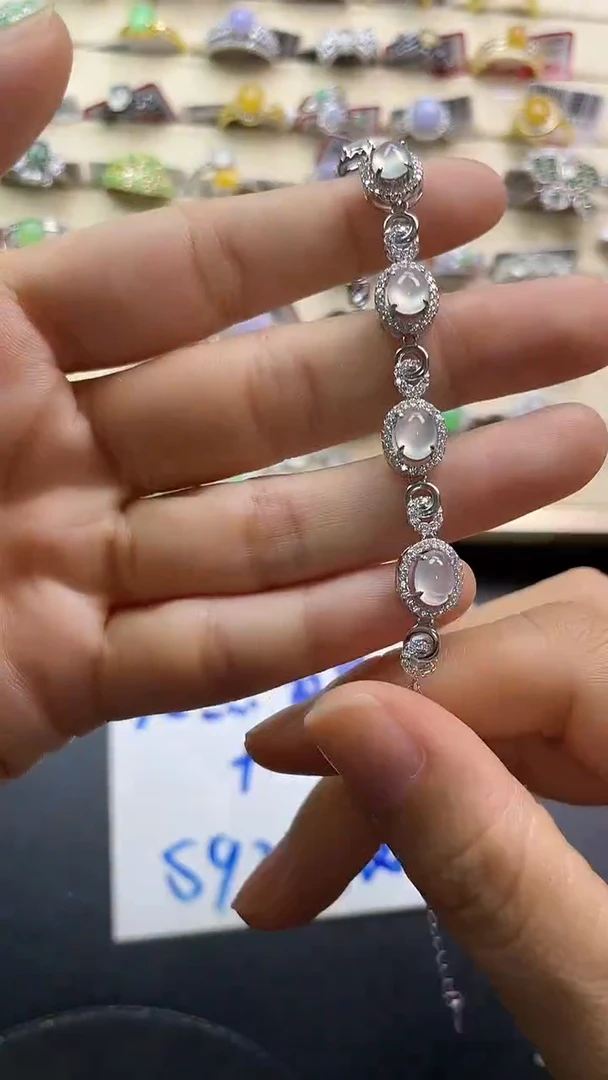 银S925镶嵌戒指翡翠翡翠 蛋面 银S925镶嵌