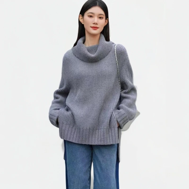 哥弟新款羊毛衫复古百搭高领宽松慵懒风加厚毛衣1399528