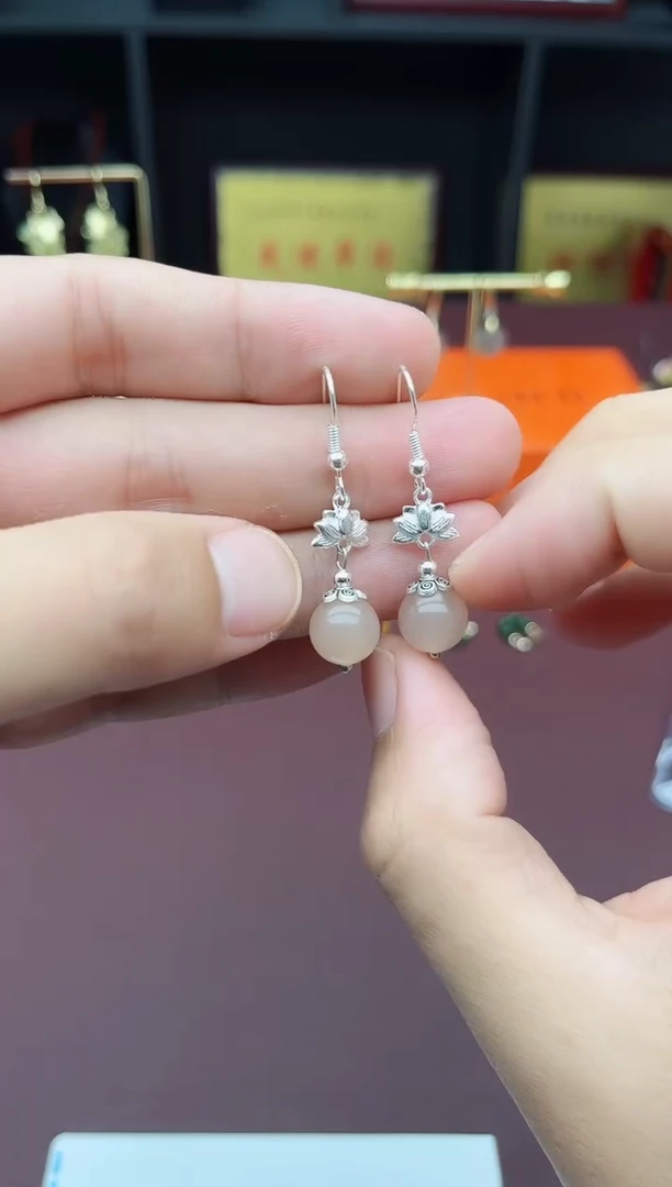 玛瑙/玉髓耳饰银S925镶嵌324000