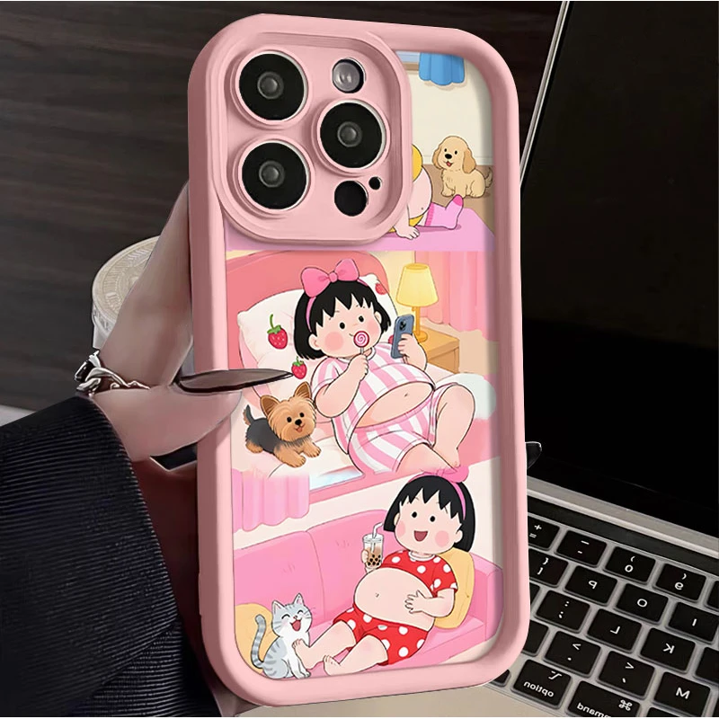 樱桃小丸子适用iphone16苹果手机壳15promax金刚砂14软13全包1211