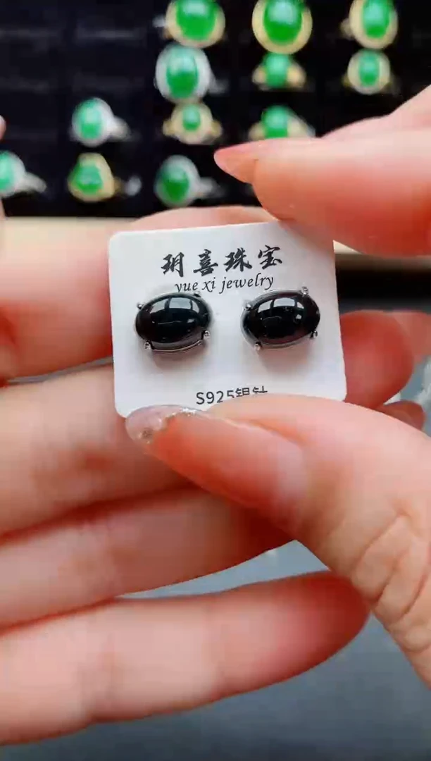 【闪购商品】翡翠耳饰银S925镶嵌12121