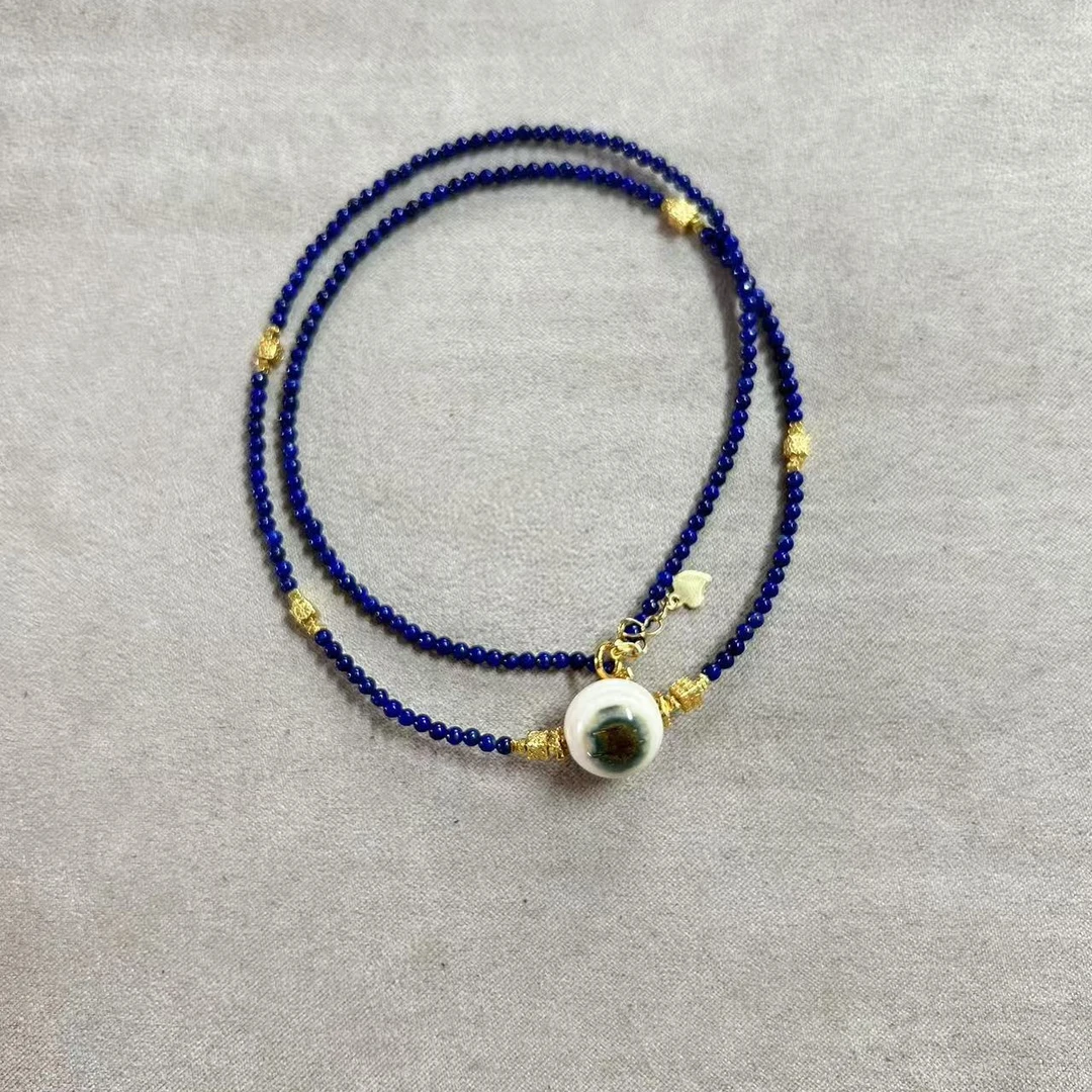 青金猛犸牙蓝眼睛链子一条