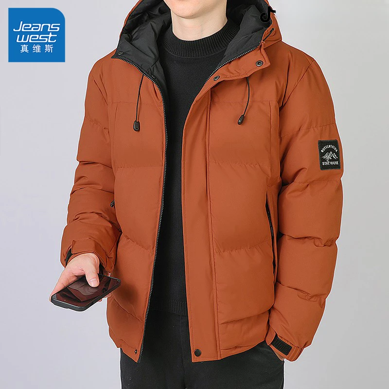 真维斯潮流美式飞行加厚保暖青年男士纯色外套连帽韩版休闲棉衣潮