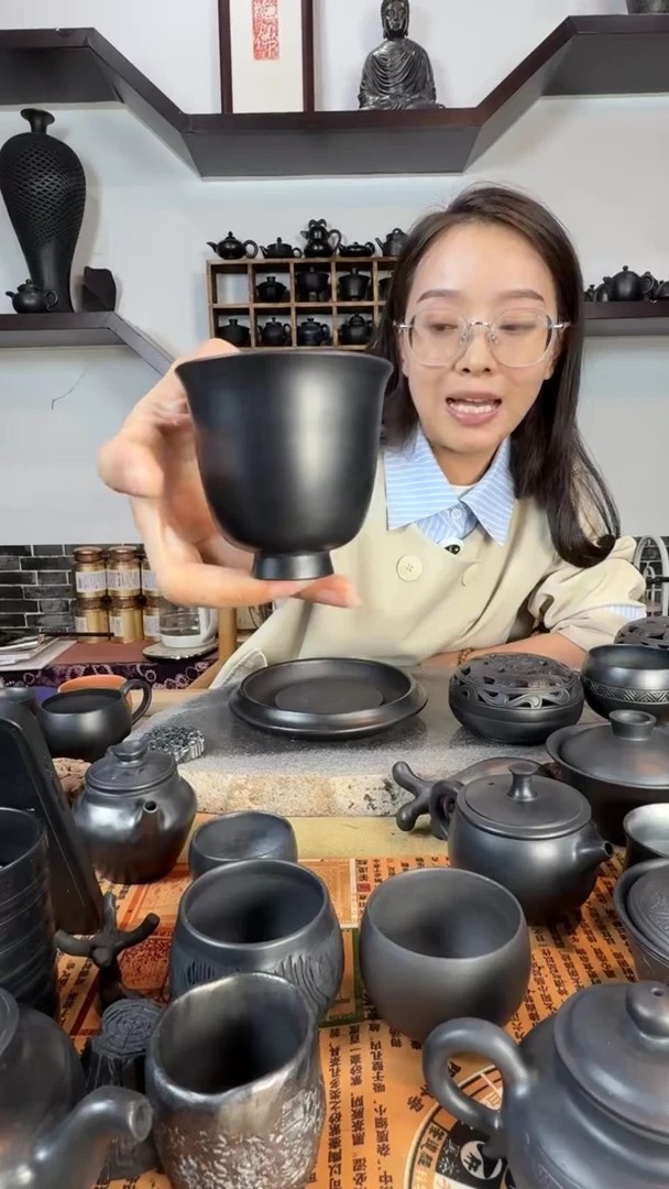 神农黑陶精品风铃杯