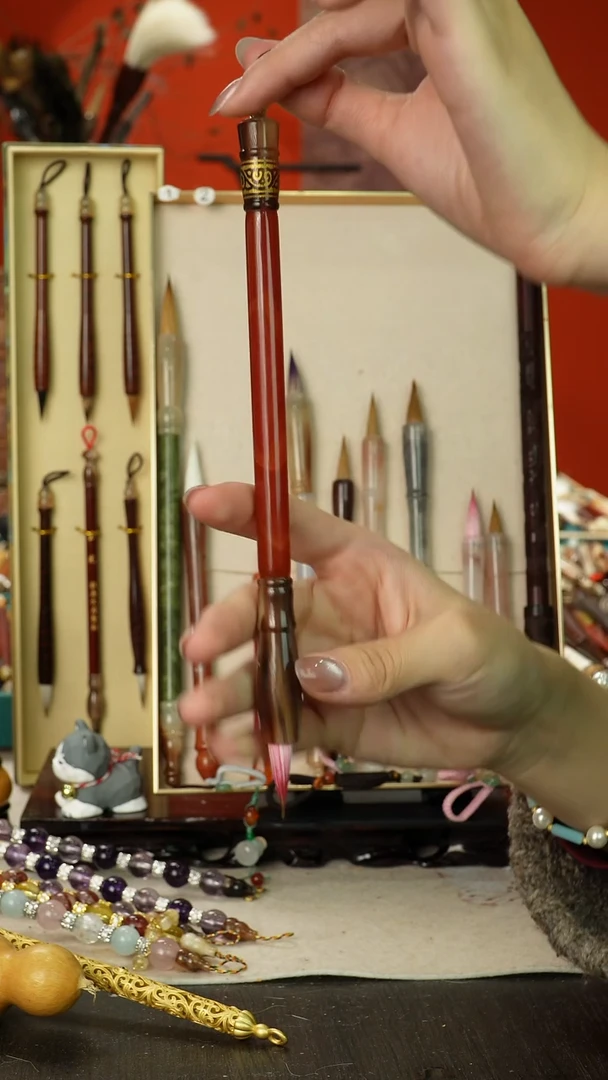 25号闪孤品高货毛笔链接 清水试笔 蘸墨不退