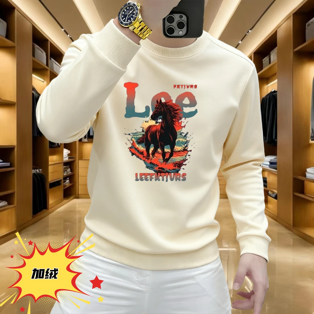 秋冬季新款时尚潮流印花卫衣男士时尚套头圆领长袖休闲百搭上衣