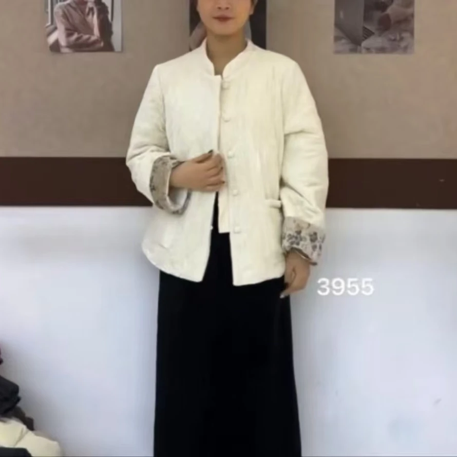 3955 新中式国风提花刺绣拼接新款高端气质加厚外套