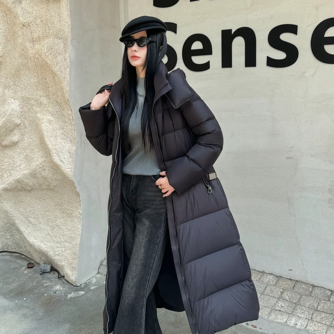 轻奢款欧货百搭长款白鸭绒羽绒服9015