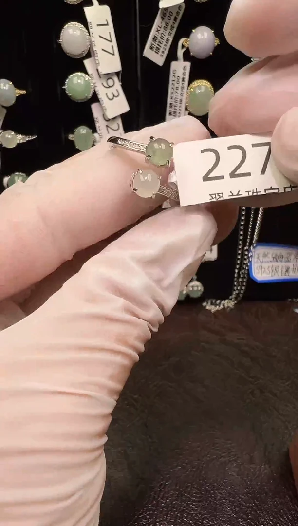 银S925镀金镶嵌戒指翡翠戒指