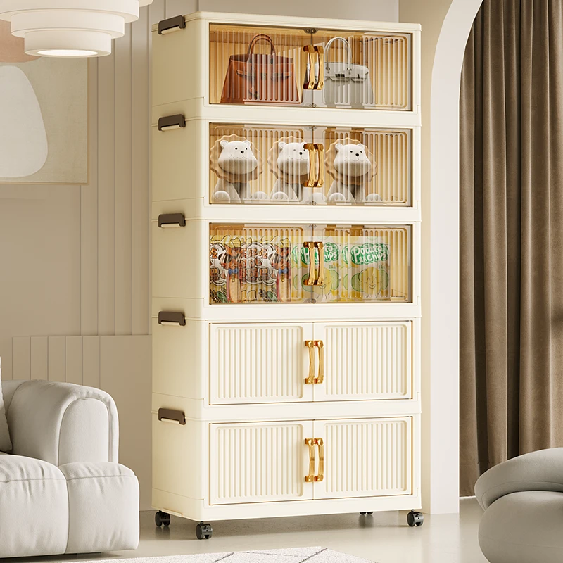 【拍四发五】60cm直径tz免安装多层收纳柜客厅置物架卧室衣服整理柜