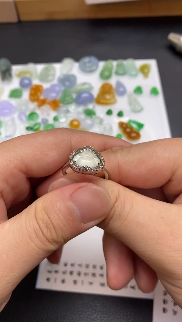 银S925镶嵌定制翡翠翡翠饰品~