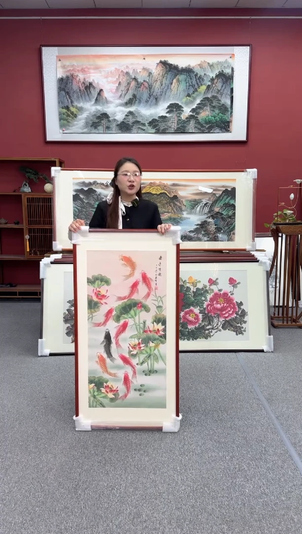 国画手绘 连年有余 125*65
