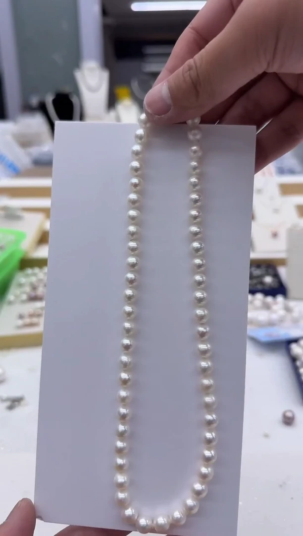 项链银S925镶嵌淡水珍珠8mm