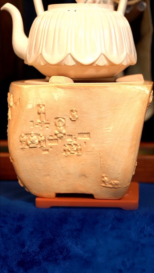 紫砂 宜兴紫砂 YJ  莲瓣煮水壶套