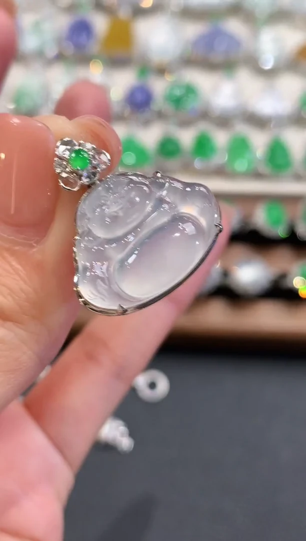 吊坠(不含链)18K金镶嵌翡翠a60