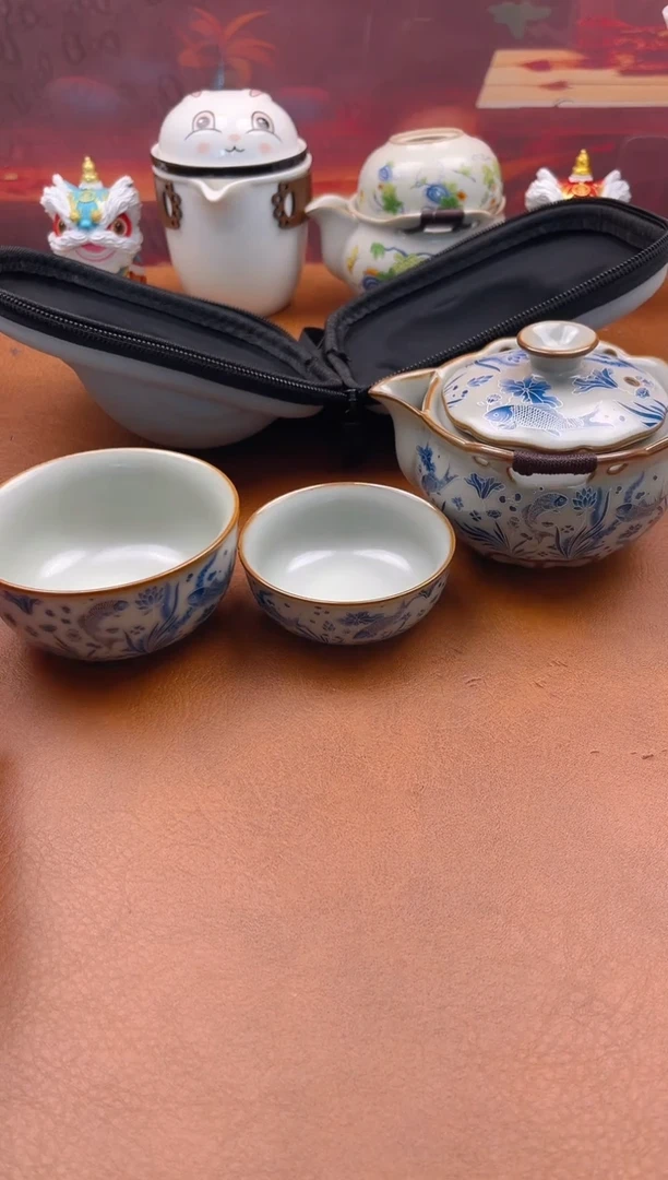 陶瓷茶具摆件旅行套组