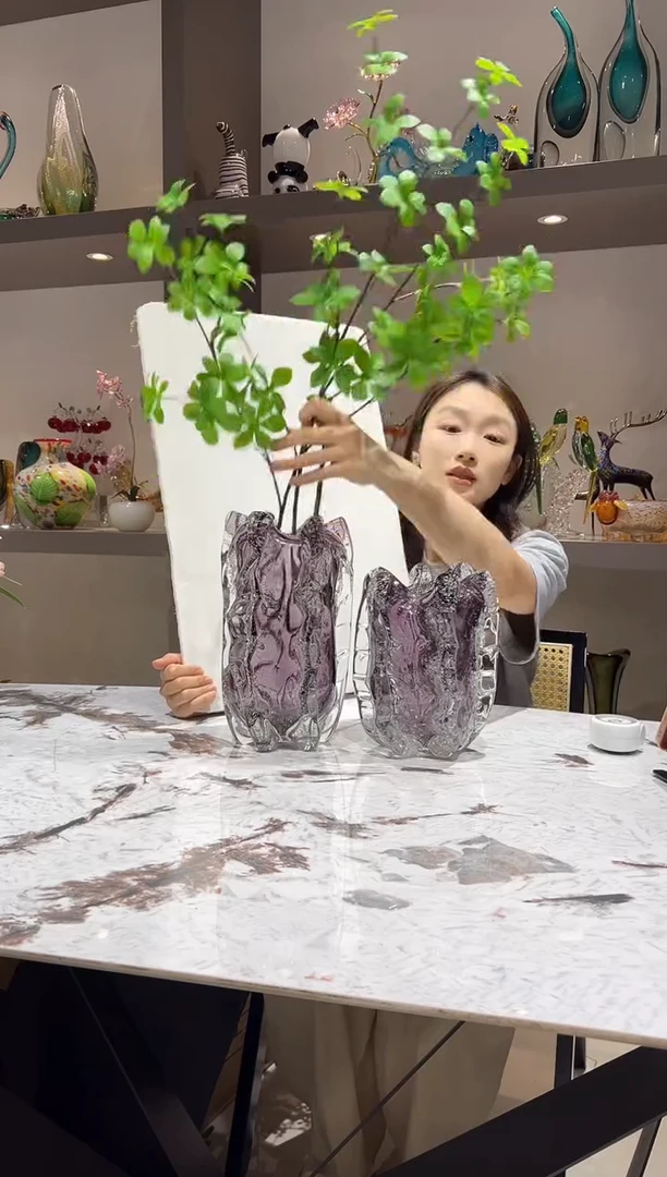 渐变紫色气泡花瓶一对