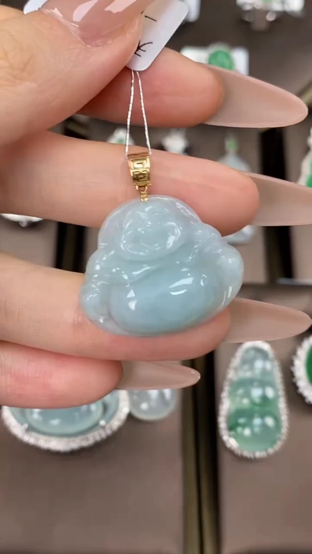【闪购商品】翡翠吊坠(不含链)18K金镶嵌翡翠佛公