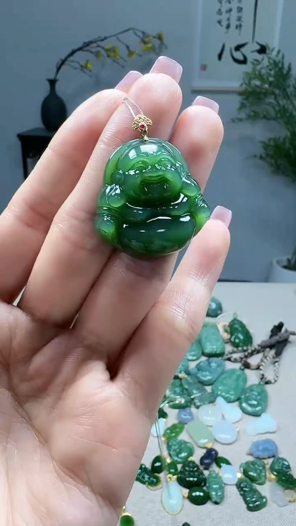 吊坠(不含链)18K金镶嵌和田玉1