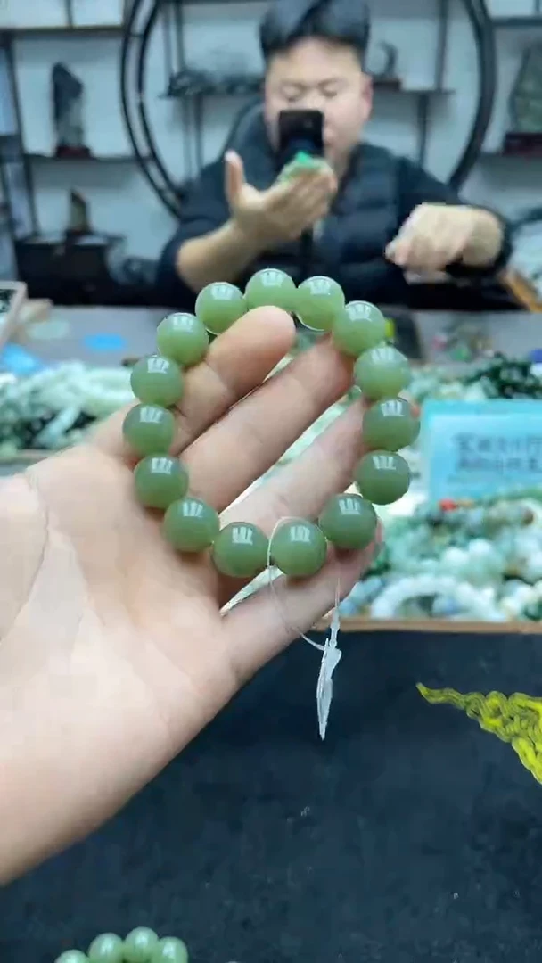 未镶嵌手串和田玉青海花土沟14圆珠