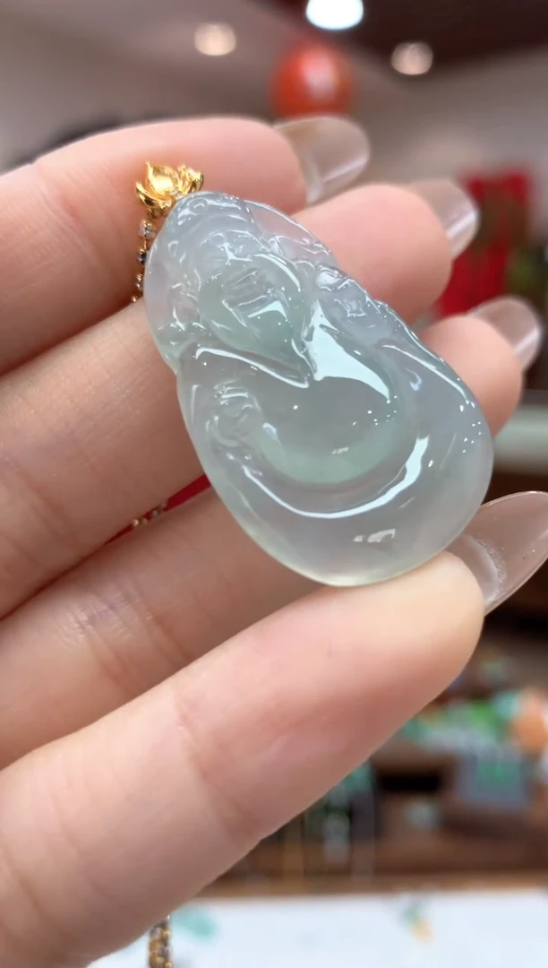 【闪购商品】翡翠吊坠(不含链)18K金镶嵌财神