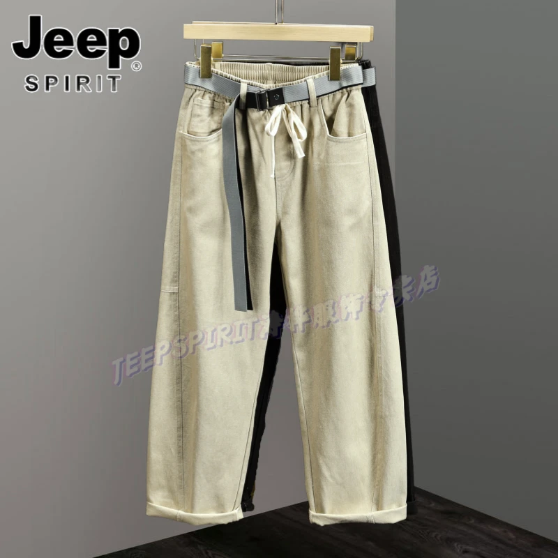 Jeep吉普春秋季潮牌休闲裤男士百搭宽松直筒裤复古潮流男款休闲裤